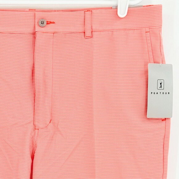 PGA Tour Men's Active Gripper Waistband UPF 50 Stretch Coral Shorts Size 36 NWT - Picture 3 of 11